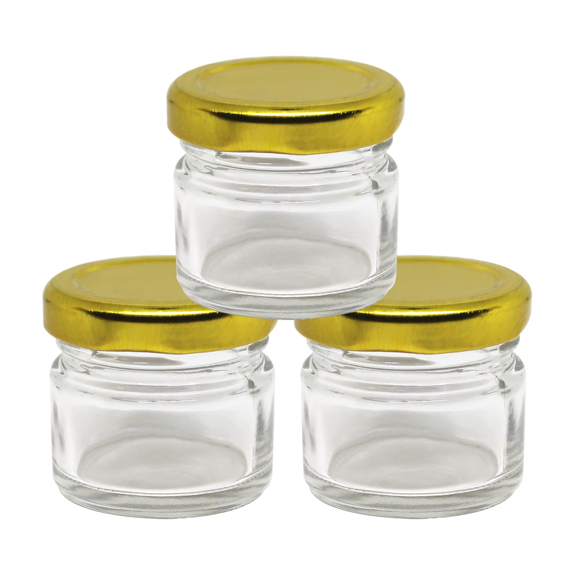 Premium Round Empty Glass Cosmetic Jars with Golden Cap & White Inner Lids - 30ml (25g) - 3-Pack for DIY Creams, Balms, Face Scrubs & Body Butter - Perfect for Home Spa, Skincare Routine & Travel-Friendly Beauty Containers
