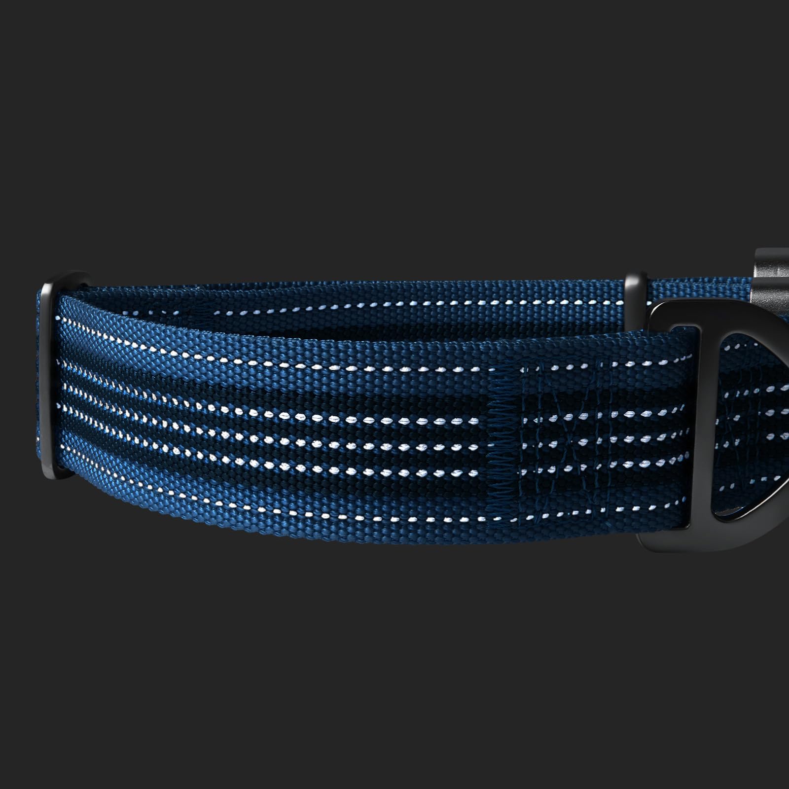 Extra Strong 1.5 Inch Wide Reflective Nylon Dog Collar with Aluminum Quick Release Buckle - Adjustable Two-Color Stripe Pet Collar for Medium to XLarge Dogs (Large, Red) - Perfect for Walking, Training & Nighttime Safety