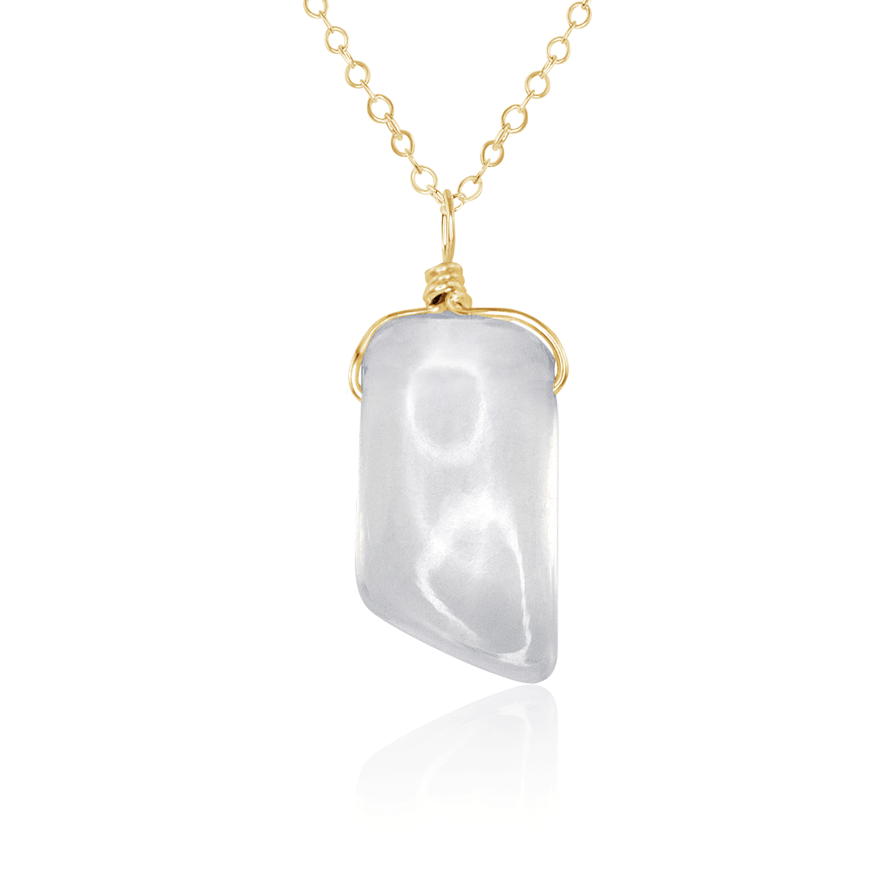Small Smooth Crystal Quartz Pendant Necklace - Elegant Healing Stone Jewelry for Women, Perfect for Meditation, Yoga & Spiritual Gifts