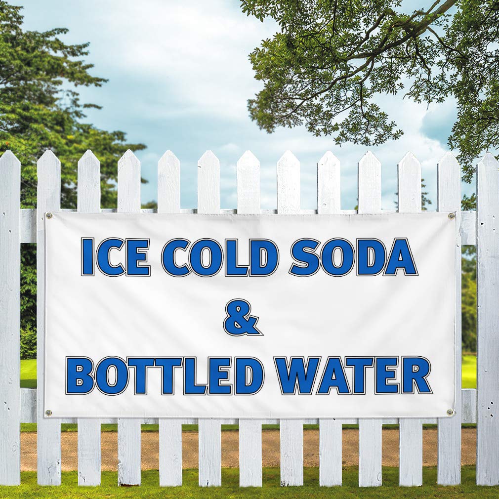 Vinyl Banner - 48x96 Inches, Weatherproof & Durable with 8 Grommets - Perfect for Restaurants, Cafes & Outdoor Advertising - Promote Soda, Bottled Water & Food Services - Ideal for Yard Signs, Industrial Use & Business Promotion