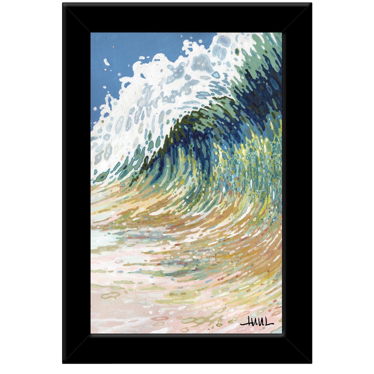 Big Wave Art Print by Margaret Juul - Ready to Hang Framed Wall Decor with Black Frame - Perfect for Living Room, Bedroom or Office Wall Art