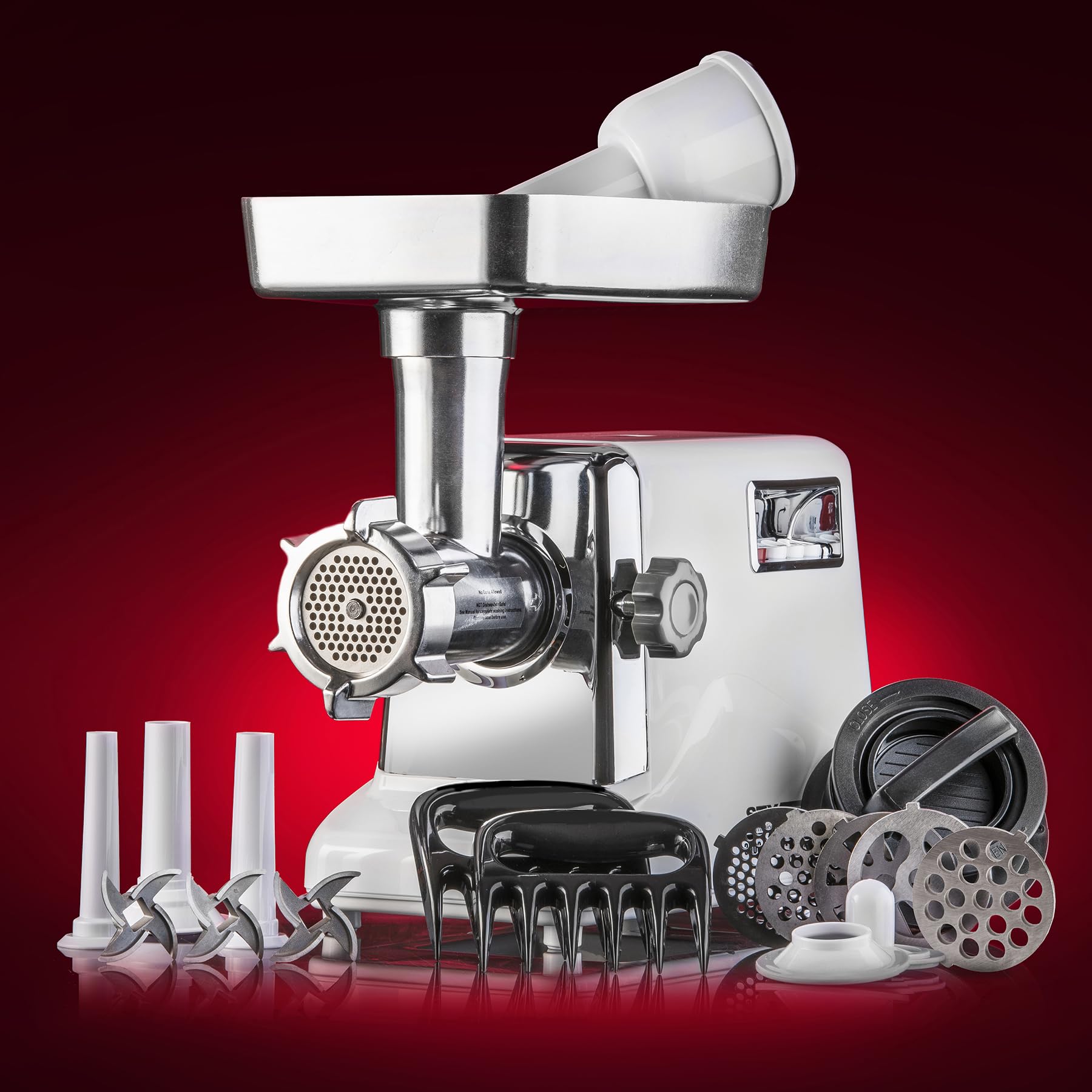 Turboforce 3000 Series 5-in-1 Electric Meat Grinder | 3000W High Power | 3-Speed Control | #12 Size | Includes 5 Grinding Plates & 3 Stainless Steel Blades | Sausage Stuffer & Kubbe Maker Attachment | Perfect for Home Kitchen, Butcher Shop & Commercial Use