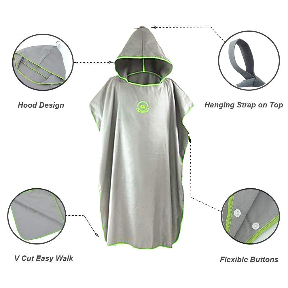 Hiturbo Microfiber Surf Poncho | Quick Dry Wetsuit Changing Robe | Hooded Swim Beach Towel for Pool, Surfing & Outdoor Adventures