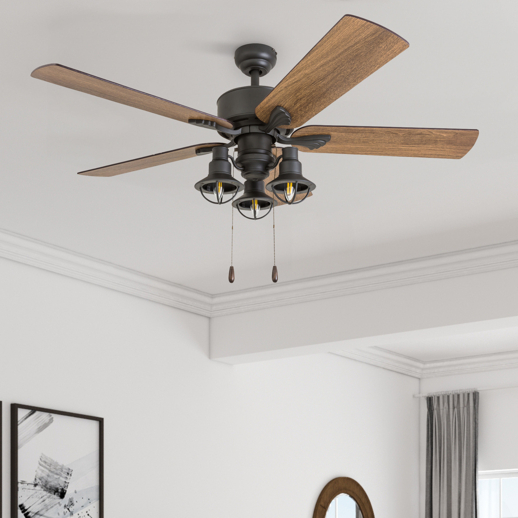 52 Inch Sivan Bronze Ceiling Fan with Remote Control - Energy Efficient Indoor/Outdoor Cooling for Living Room, Bedroom, or Patio