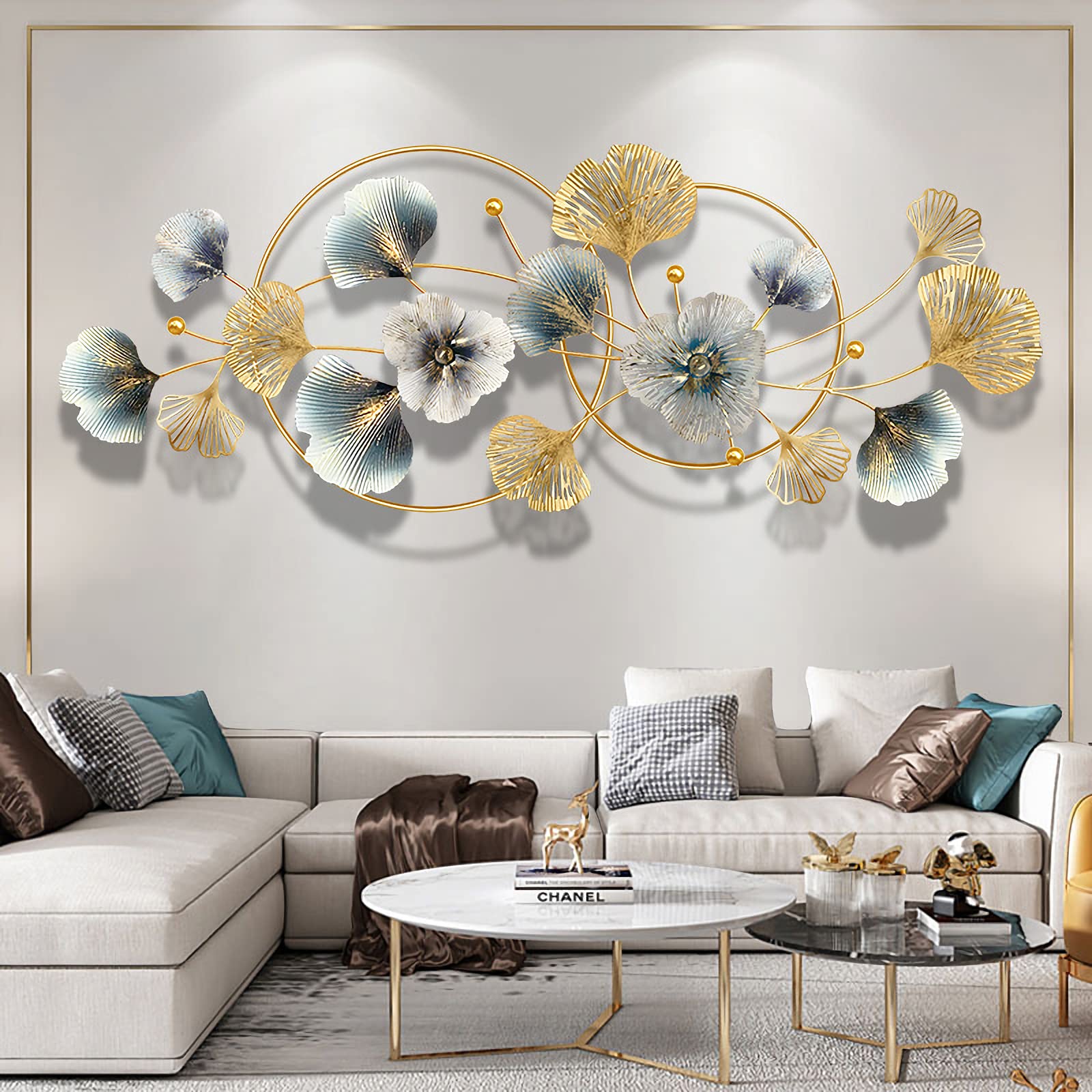 3D Metal Ginkgo Biloba Leaf Wall Art - Handmade Thlabe Flower Wall Decor for Bathroom, Bedroom, Living Room & Office - Fall Home Decor Indoor Outdoor Hanging Decorations | Perfect for Housewarming, Wedding Gifts & Seasonal Home Styling
