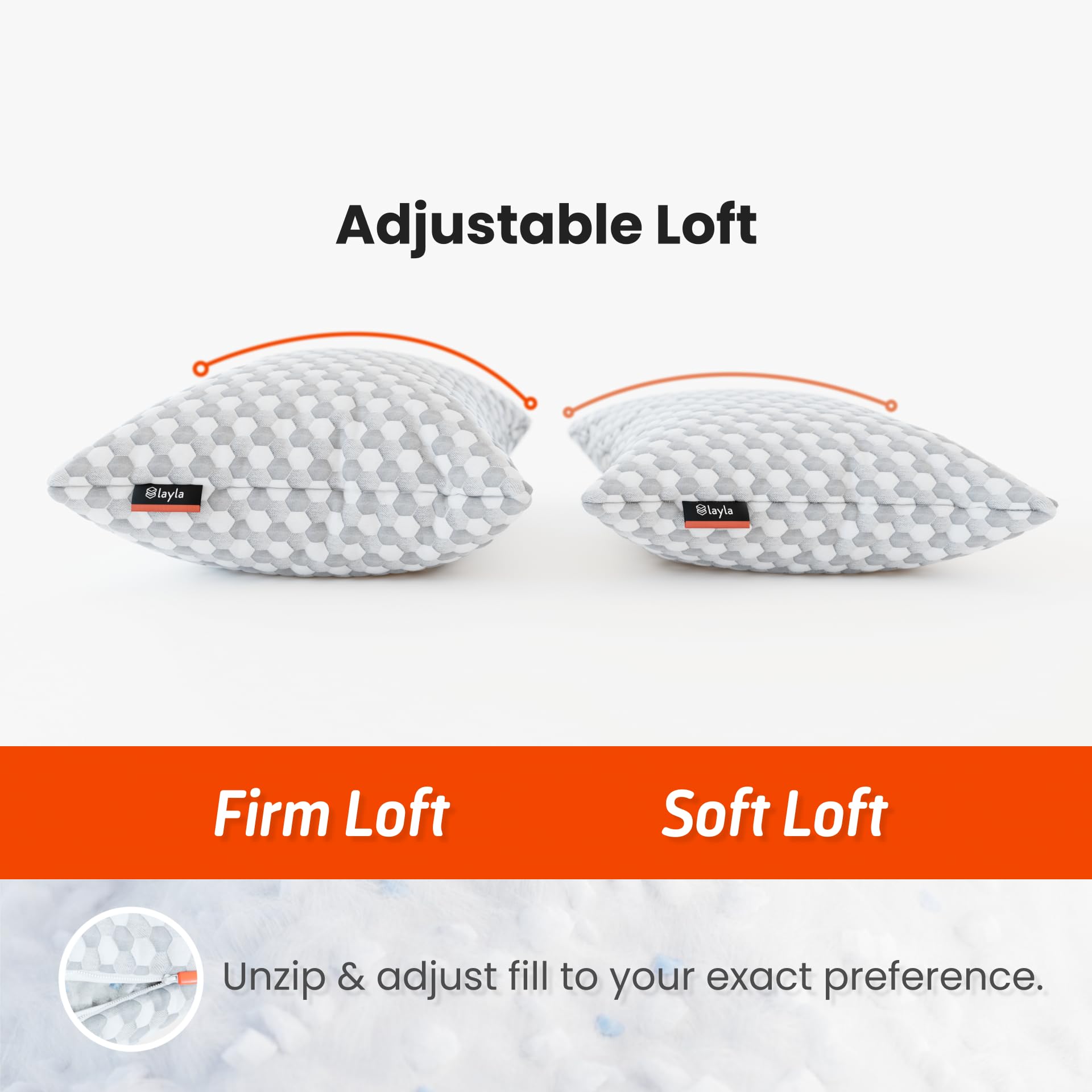 Layla Adjustable Kapok Pillow - King Size Cooling Pillow for Neck & Head Support, Natural Breathable Material | Perfect for Side Sleepers, Hot Sleepers & Allergy Relief