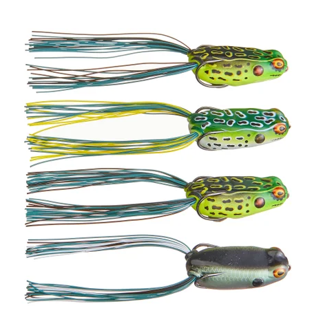 Booyah Junior Pad Crasher Frog Lure Kit - 4 Pack Topwater Bass Fishing Lures for Freshwater & Pond Fishing - Perfect for Weedless Frog Fishing in Lily Pads & Heavy Cover