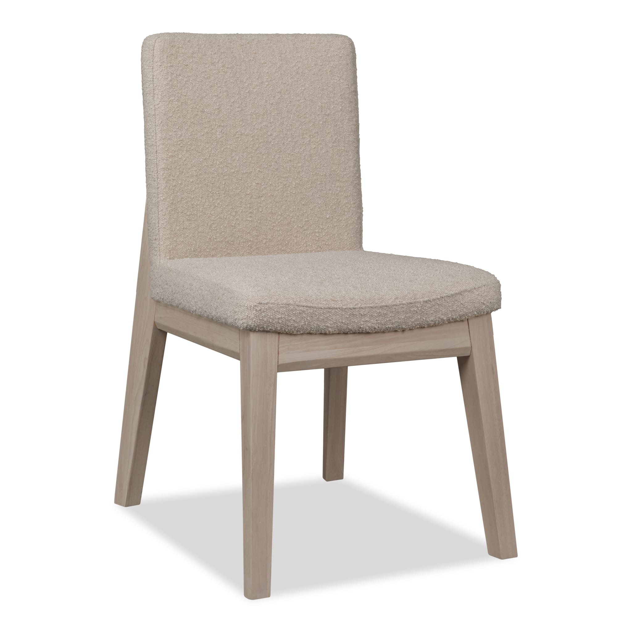 Liv Solid Wood Dining Chair in White Sand & Brun Boucle - Modern Farmhouse Style Wooden Chair for Kitchen, Dining Room, or Breakfast Nook