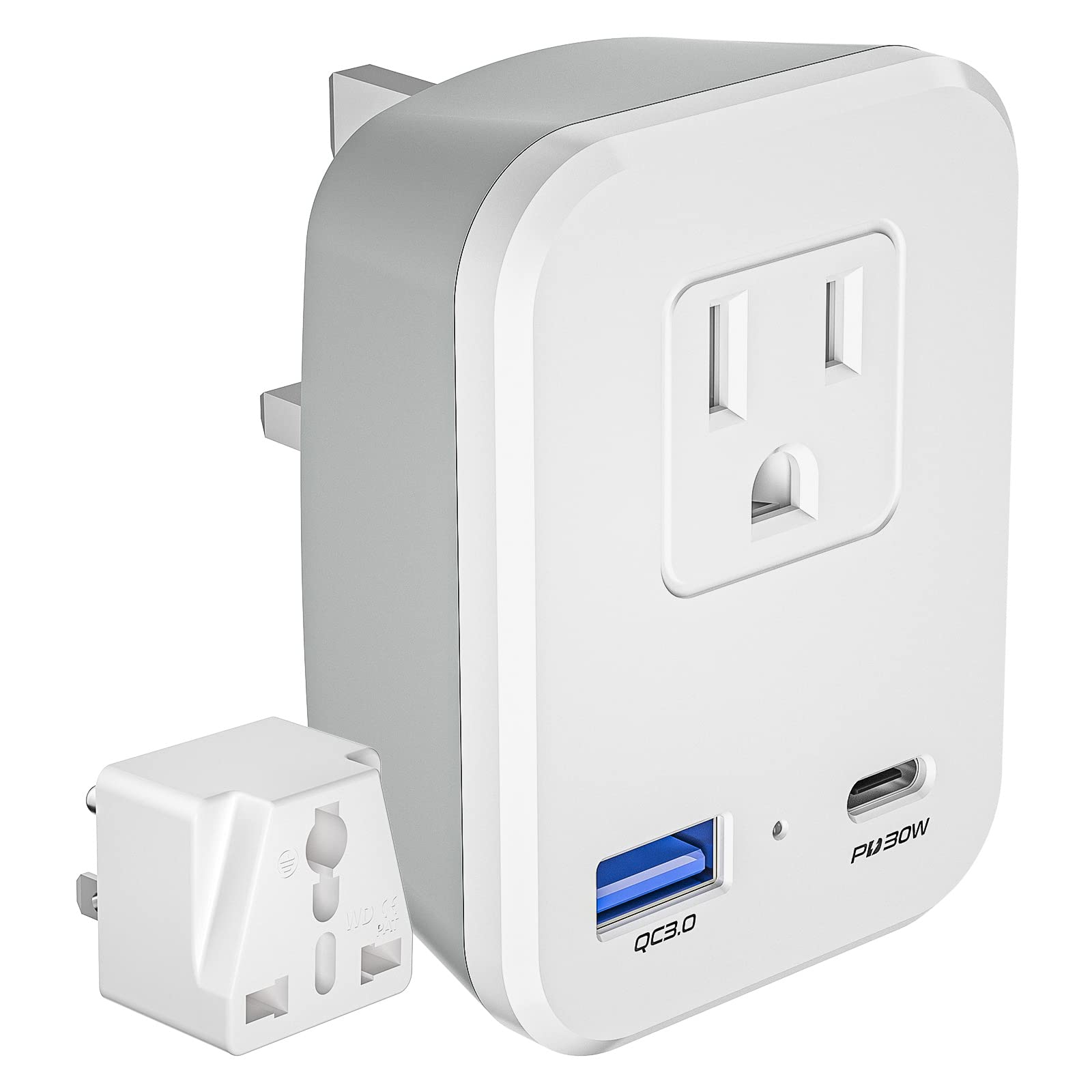 US to UK Ireland Travel Power Adapter with GaN USB C PD 30W - Universal Outlet Converter for Europe, Scotland & UK - Fast Charging for iPad Pro, iPhone 14/13 - Perfect for Business Trips & International Travel Accessories