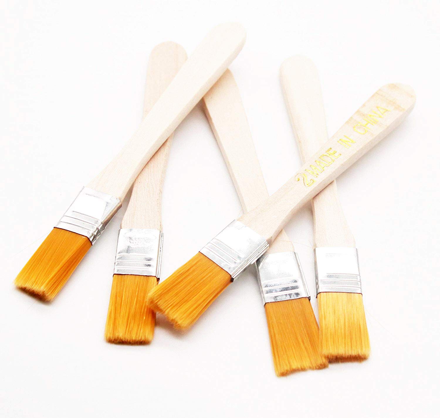 5-Pack Wooden Handle Dusting Brush Set with Yellow Bristles - Perfect for Electronics Cleaning, Keyboard Maintenance & Circuit Board Repairs - Ideal for Computer, Laptop & Household Cleaning Tasks