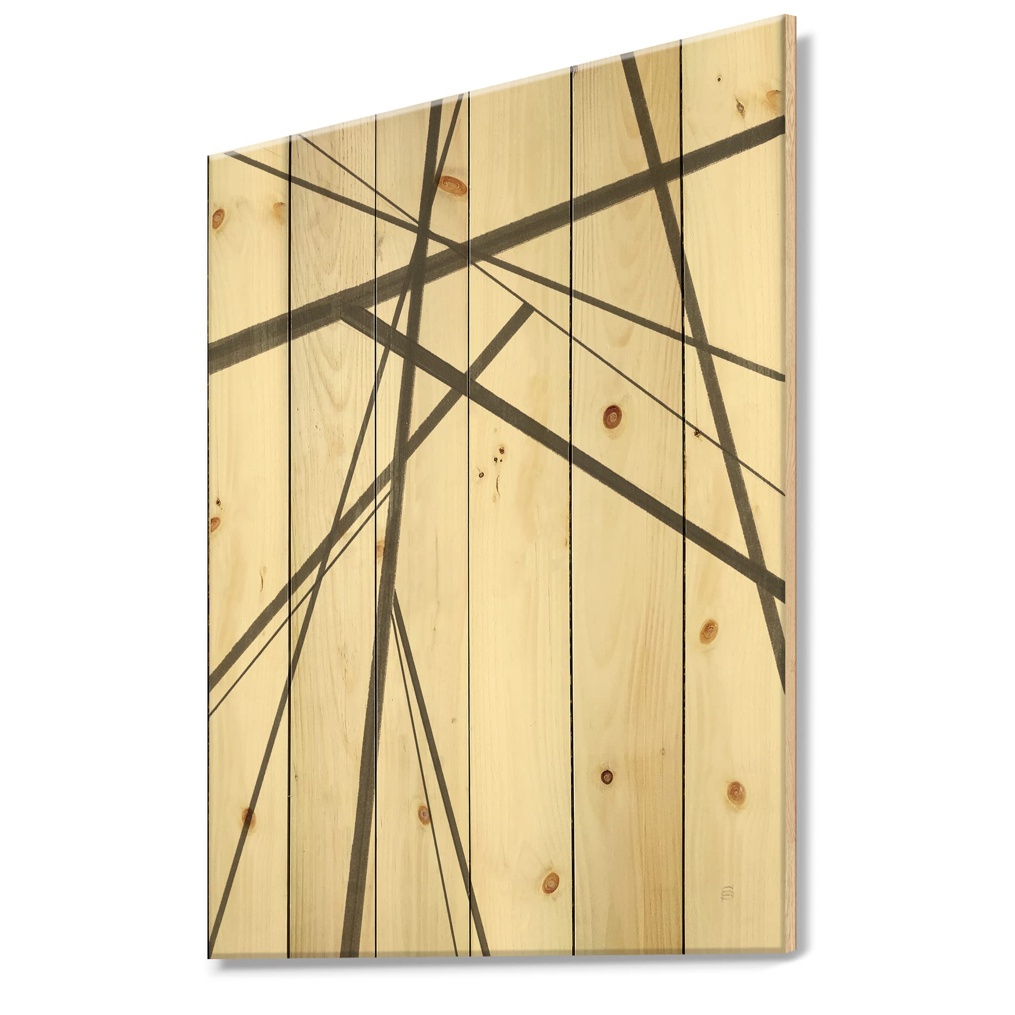 Minimalist Black & White Mid-Century Wood Wall Art - Abstract Pine Panels for Modern Home Decor