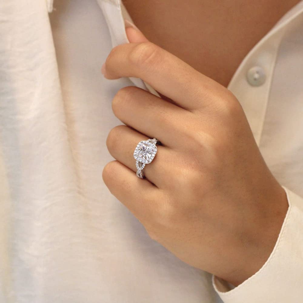 1.5 Carat Princess Cut Moissanite Engagement Rings for Women - 10K/14K/18K White Gold, Platinum Plated Silver - Anniversary & Promise Rings with Custom Text Engraving | Perfect for Proposals, Weddings & Romantic Gifts