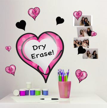 Swirly Dry Erase Heart Wall Decal - Reusable Whiteboard Sticker for Kids Room, Office & Home Organization - Perfect for Notes, Reminders & Creative Drawing