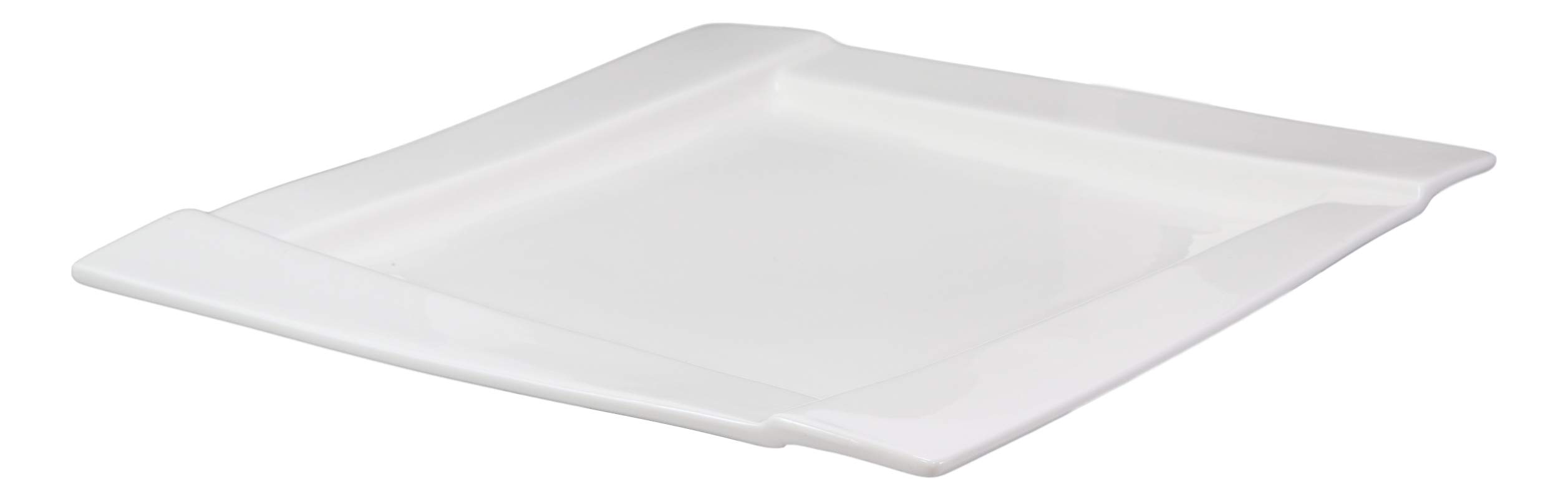 Ebros 4-Pack Modern White Porcelain Square Dinner Plates with Rhombus Design - 10