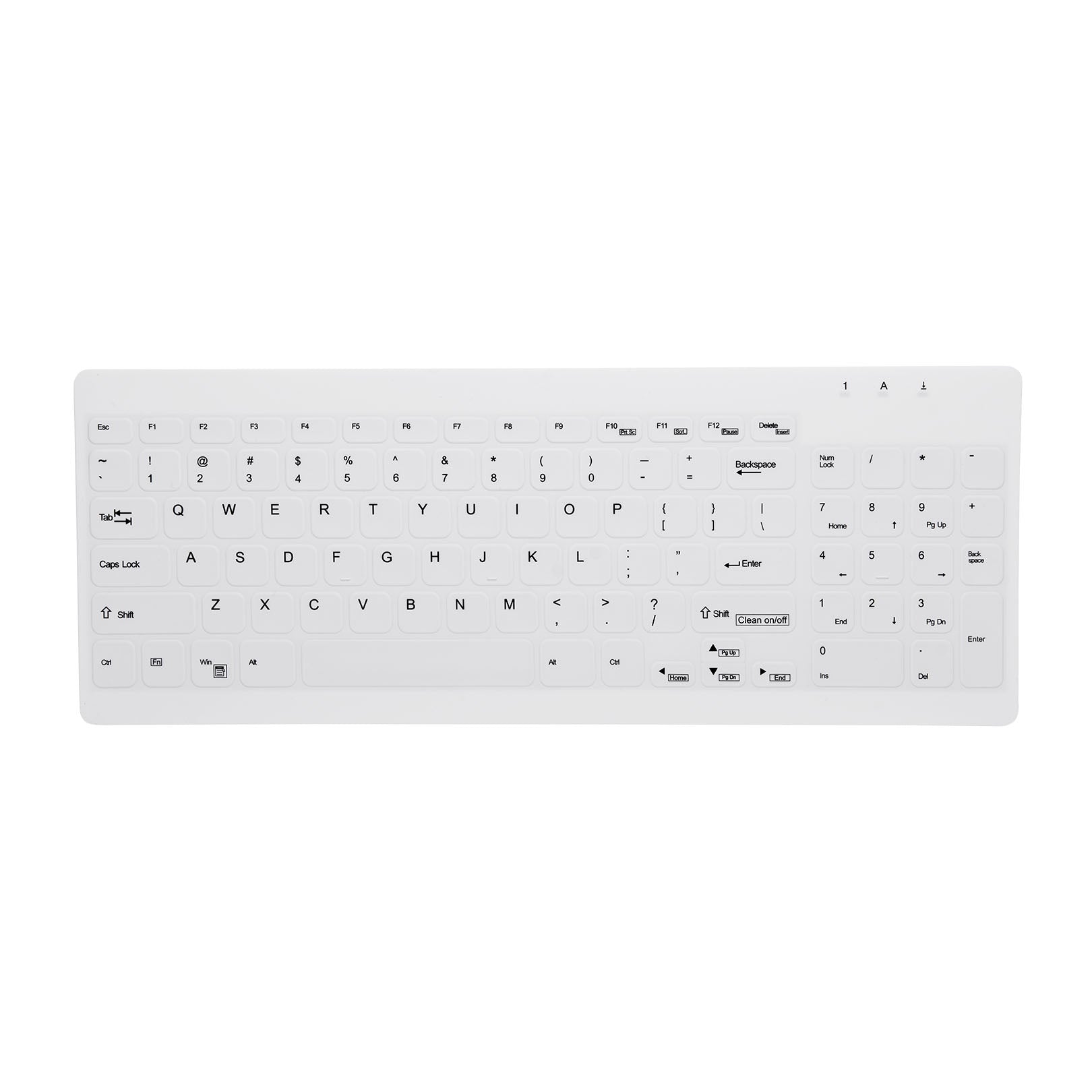 AK C7012F Ultra-Thin Wired Keyboard with Numpad - White | Compact & Wipeable Design for Office, Gaming & Home Use