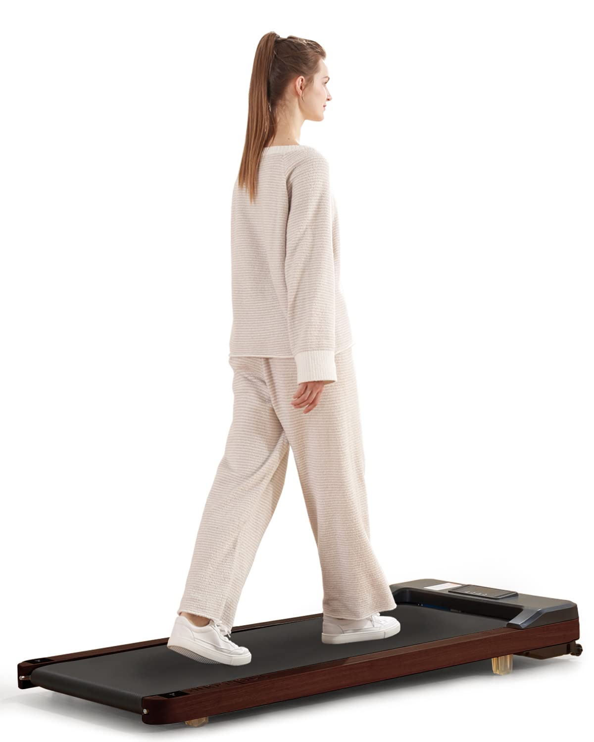 Maksone Under Desk Treadmill - Quiet Wooden Walking Pad with Remote Control, No Installation Required | Portable Walking Jogging Machine for Home Office, Small Spaces & Fitness Enthusiasts
