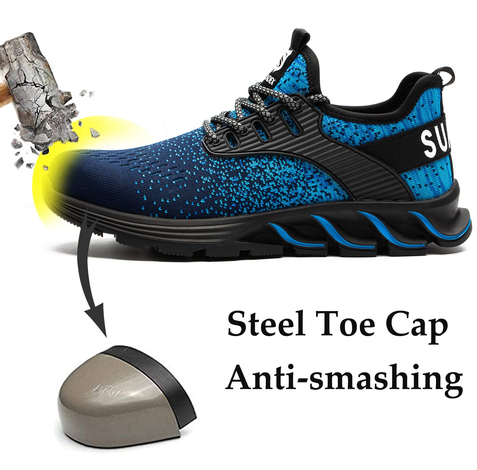 SUADEX Steel Toe Sneakers for Men & Women - Indestructible Work Safety Shoes with Composite Toe | Lightweight, Comfortable & Slip-Resistant | Perfect for Construction, Warehouse & Industrial Work