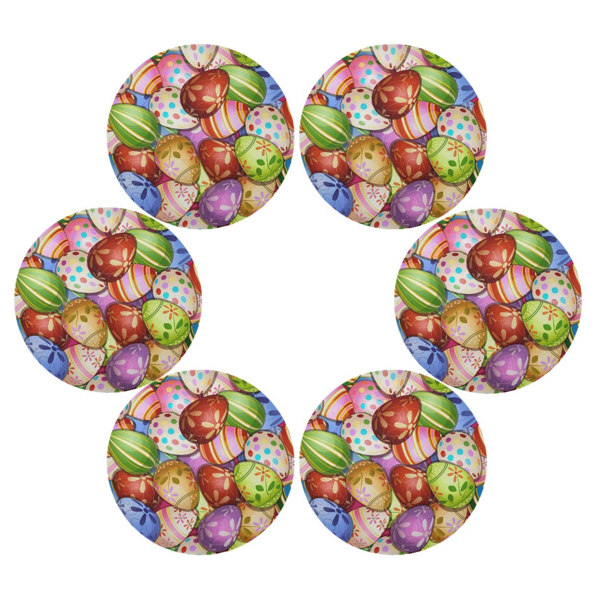 Bolaz Round Heat Insulation Placemats Set of 4 - 15 Inch Easter Kitchen Dining Table Mats for Holiday Decor & Daily Use