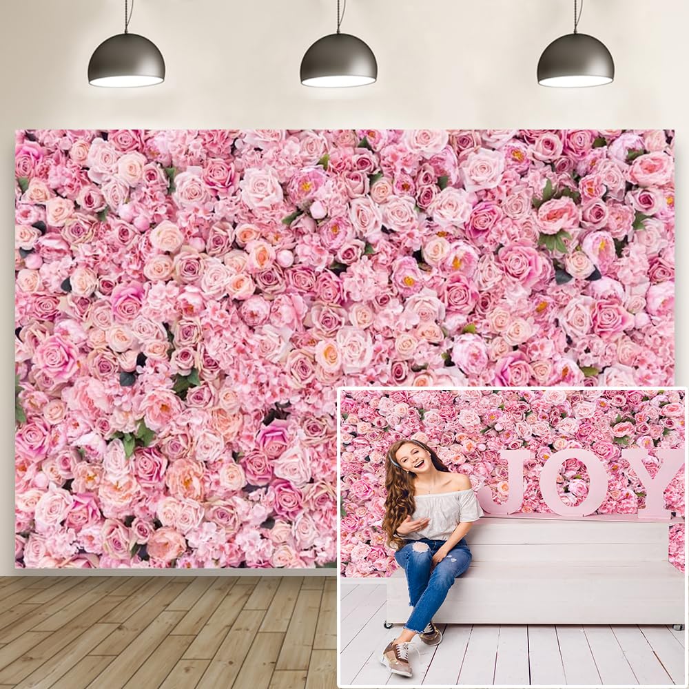 Aoihrraan 3x2.5m Pink Floral Wedding Backdrop - Romantic Flower Wall for Valentine's Day, Mother's Day, Bridal Showers, Birthday Portraits & Photography Background - Perfect for Weddings, Parties, Events & Photo Shoots