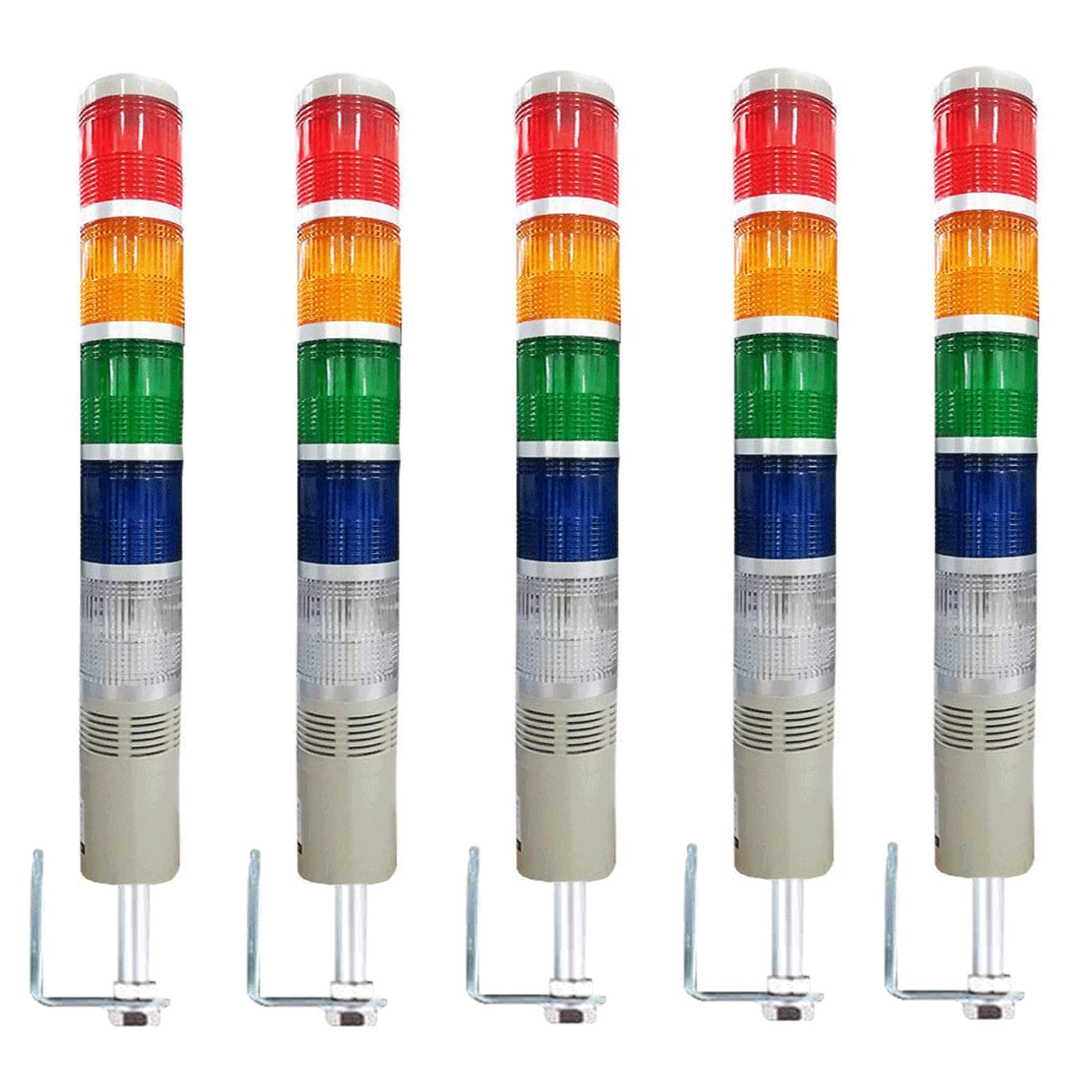 5Pcs LED Industrial Signal Tower Light with Buzzer - Multilayer Alarm Warning Lamp, Flashing & Steady LED Light for CNC Machines (110V) - Perfect for Factory Automation, Equipment Monitoring & Safety Alerts