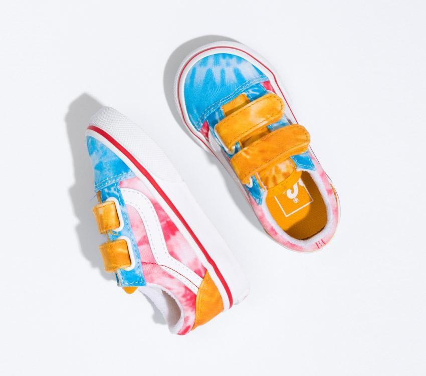 Vans Old Skool Velcro Tie Dye Sneakers for Toddlers - Comfortable Kids Shoes for Playground, Preschool & Everyday Wear