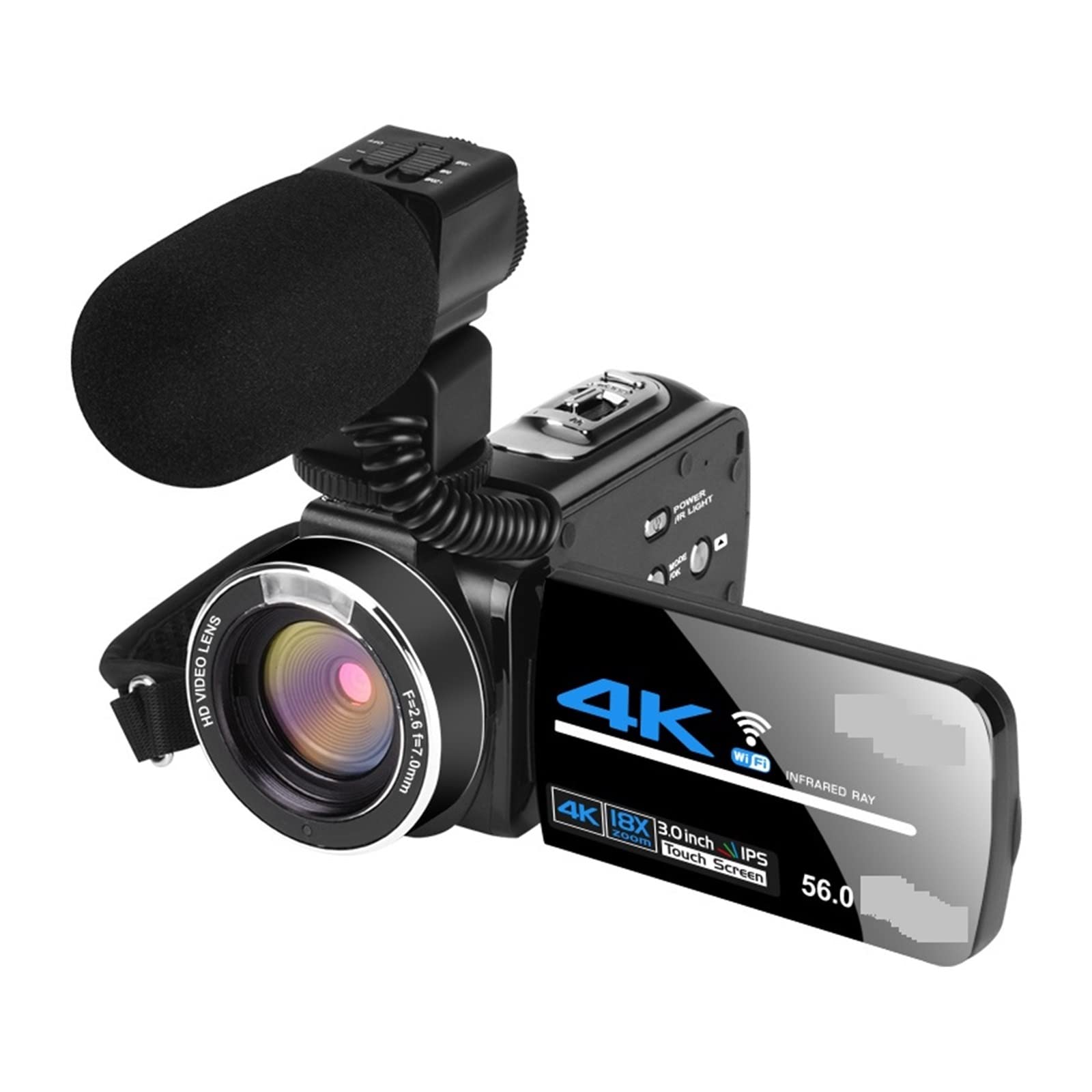 BODORME 4K Digital Camera with Night Vision - 56MP Vlog Camera for YouTube & Outdoor Photography (128G SD Card Included)