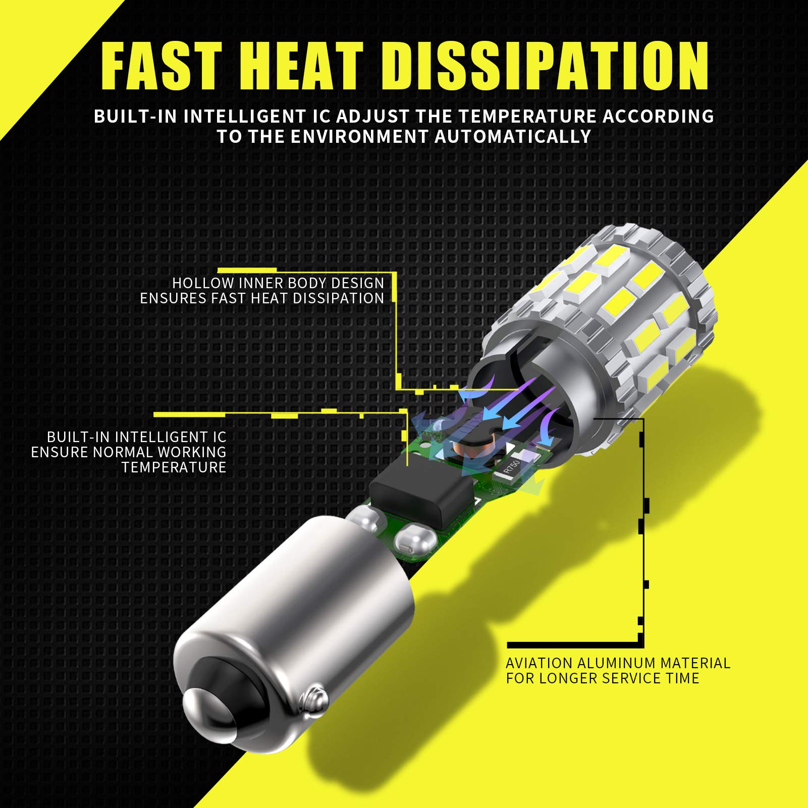 AILEO BAY9S H21W LED Bulb 6000K White - Super Bright 3014SMD LED Replacement Bulb for Reverse Lights, Tail Lights, Brake Lights, Parking Lights, Side Markers, Corner Lights (Pack of 2) - Perfect for Cars, Trucks, SUVs, Motorcycles & Boats