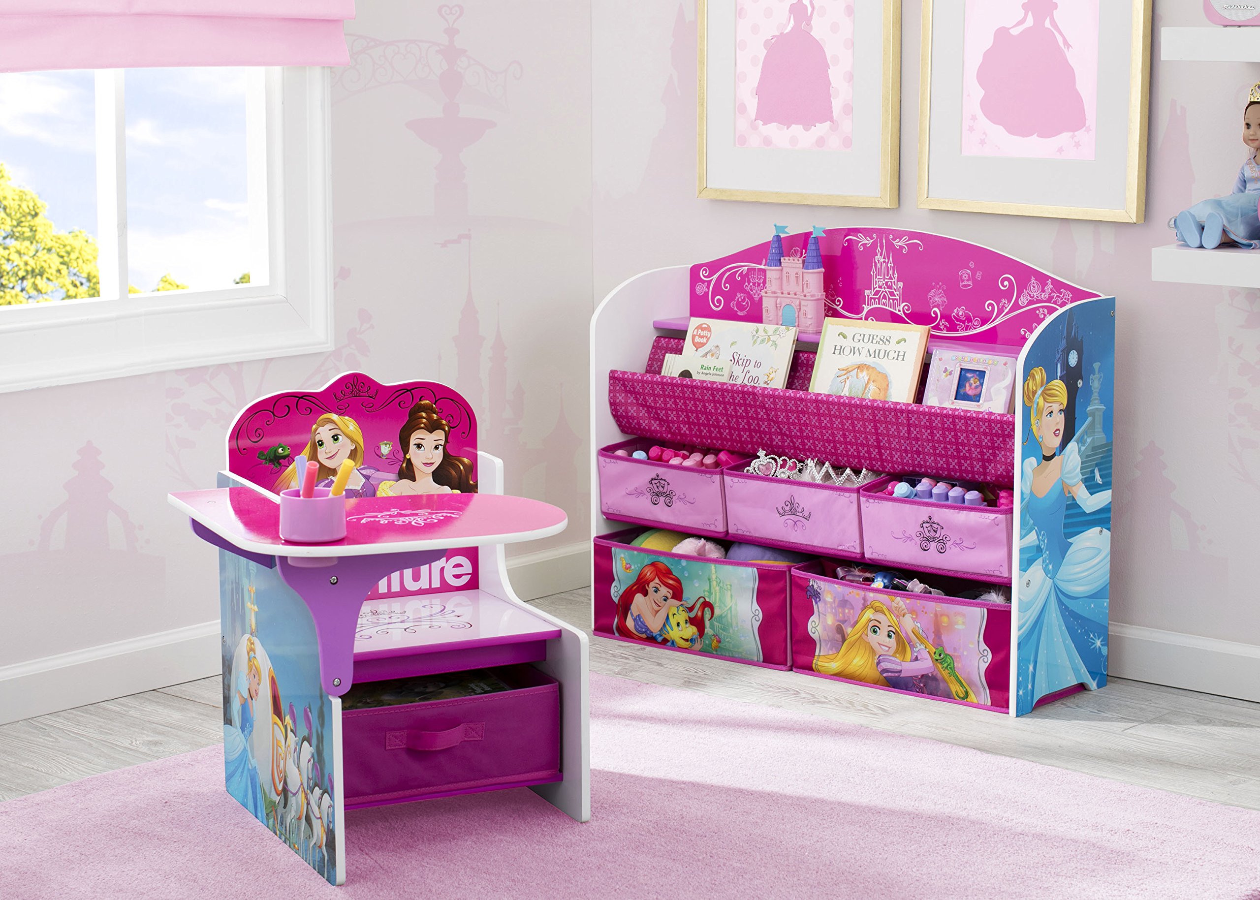 Delta Children Disney Princess Chair Desk with Storage Bin - Kids Study & Play Table for Bedroom, Classroom, or Playroom