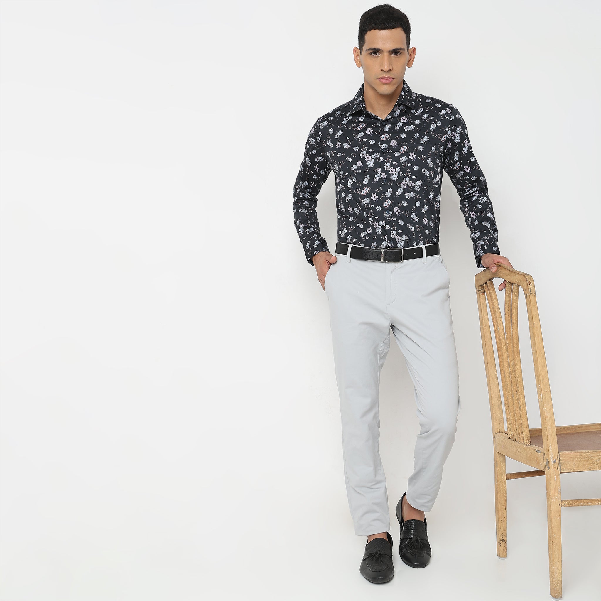 Elegant Celebration Wear - Super Fine Satin Stretch Print Shirt with E-Fast® Technology | Slim Fit Formal Shirt for Weddings, Parties & Special Occasions