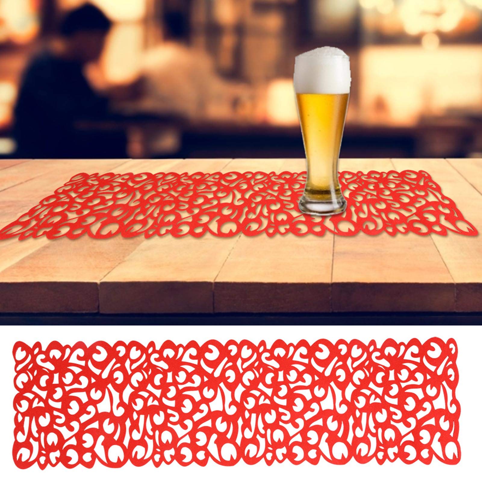 Premium Felt Tablecloth - Handmade Burlap Roll Linen Fabric Rectangle Table Cover for Party, Holiday Dinner, Wedding & Reception Decor (Red) | Elegant Dining Table Protection & Home Decoration