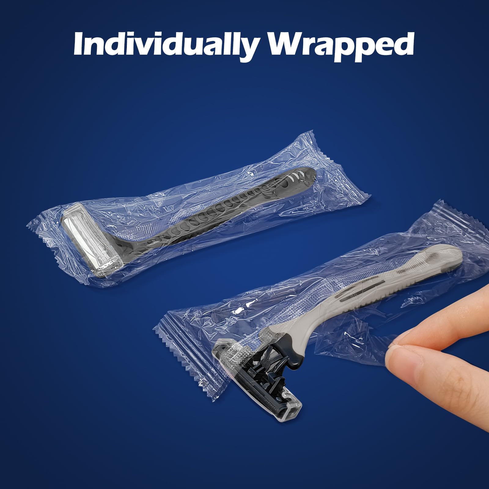 900 Pack Kheoxusa Disposable Razors - 3 Blade Individually Wrapped for Men & Women | Bulk Shaving Razors for Travel, Hotels, Airbnb, Tattoo Shops & Personal Grooming | Grey Black Triple Blade Razors
