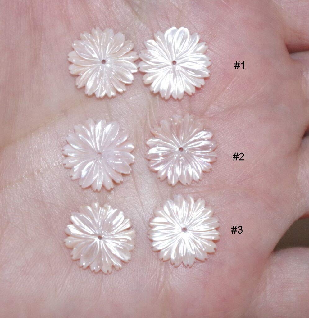 Angel Skin Coral Mother of Pearl (MOP) Carved Flower 15MM Jacket Studs - Elegant Jewelry for Women, Perfect for Formal Events & Bridal Accessories