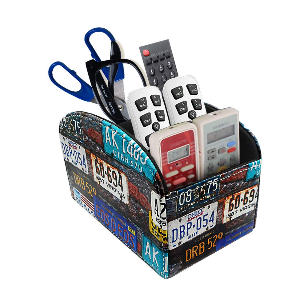 WAJJ PU Leather Remote Control Holder & Organizer - TV Guide, Mail, Media Desktop Caddy with Key Storage | Perfect for Home Office, Living Room & Entertainment Center Organization (Brand)