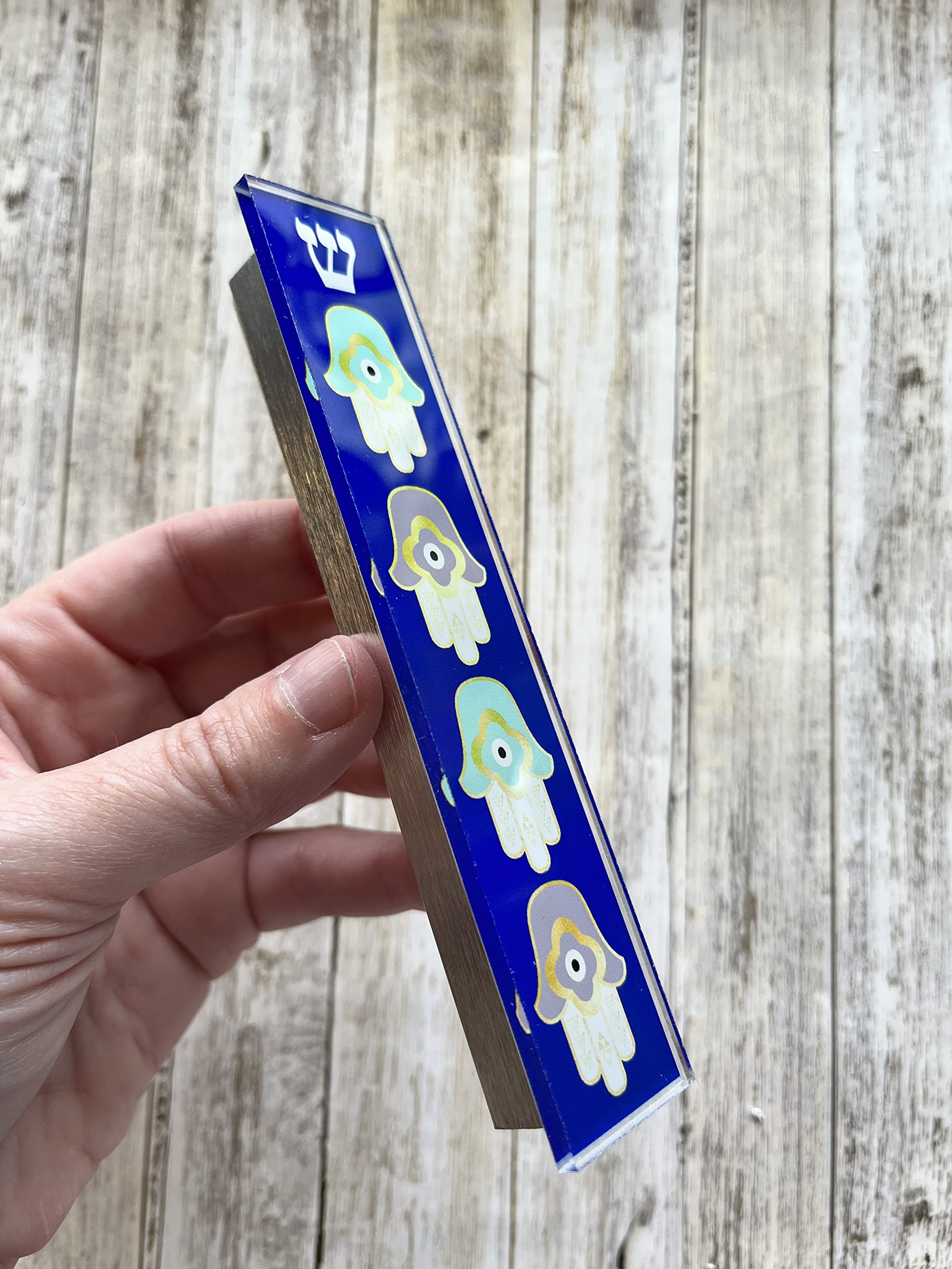 Hamsa Mezuzah with Evil Eye Protection - Acrylic & Aluminum Waterproof Jewish Scroll Case - Perfect for Housewarming, Engagement & Jewish Gifts (Kosher Scroll Option Available) - Ideal for Home Blessings, Office Decor & Spiritual Protection