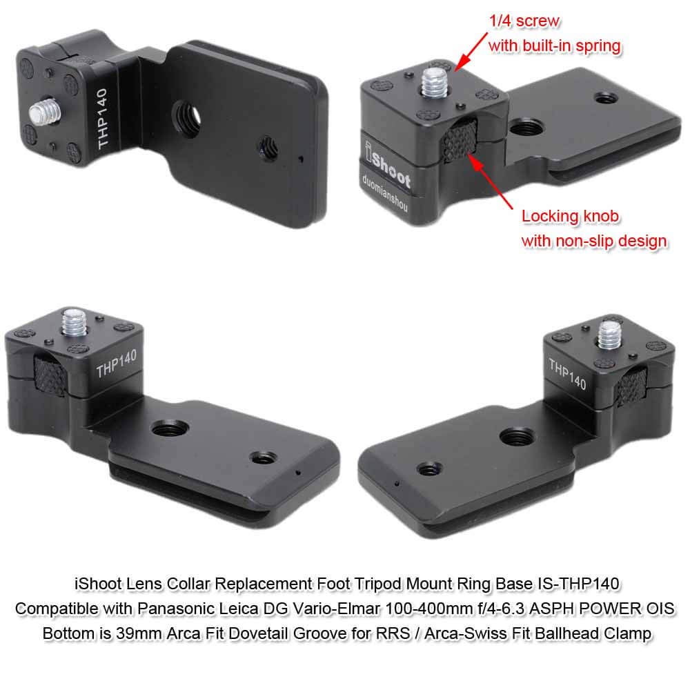 iShoot Lens Collar Replacement Foot Tripod Mount Ring Base for Panasonic Leica DG Vario-Elmar 100-400mm f/4-6.3 ASPH Power OIS Lens - Arca-Swiss Compatible Quick Release Plate - Perfect for Wildlife Photography & Outdoor Shooting