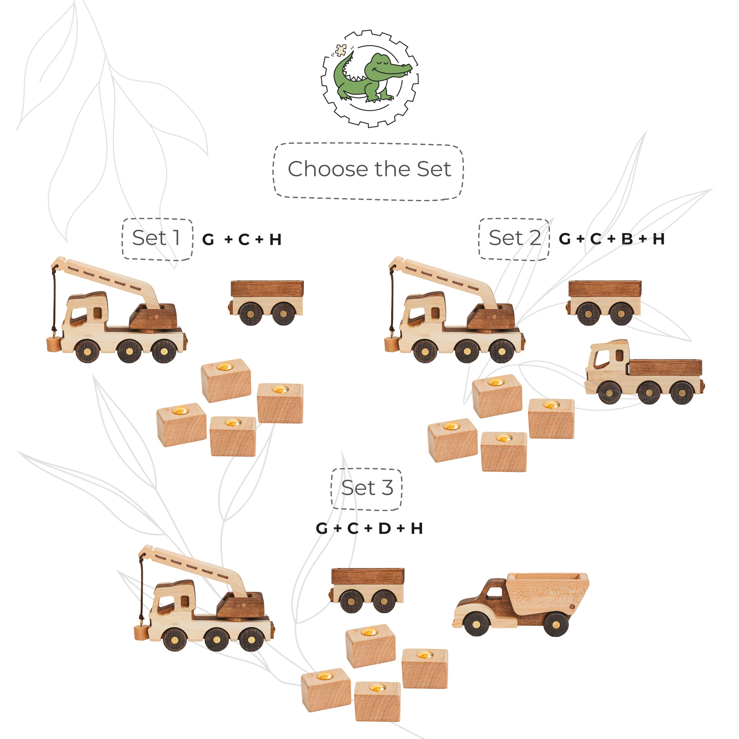 Personalized Wooden Toy Cars & Construction Vehicles - Montessori Sensory Toys for Toddlers, Best Birthday Gift for Kids - Perfect for Early Learning, Fidget Play & Pretend Construction Scenes