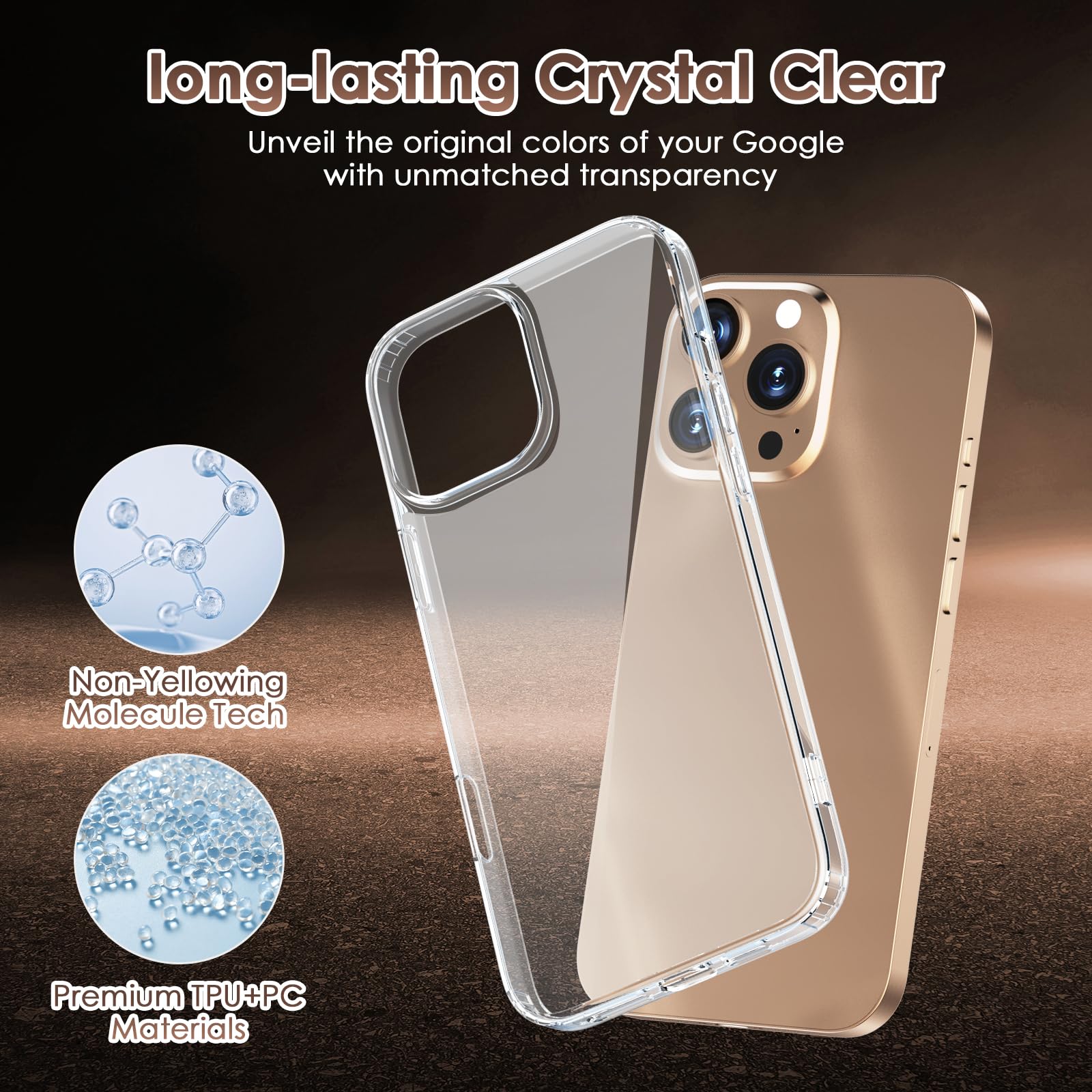 Olycism iPhone 16 Pro Case with 2X Screen Protector - Ultra Thin Clear TPU Shockproof Cover | Anti-Yellowing, Scratch Resistant, Flexible Protection | Perfect for Daily Use, Travel & Outdoor Activities