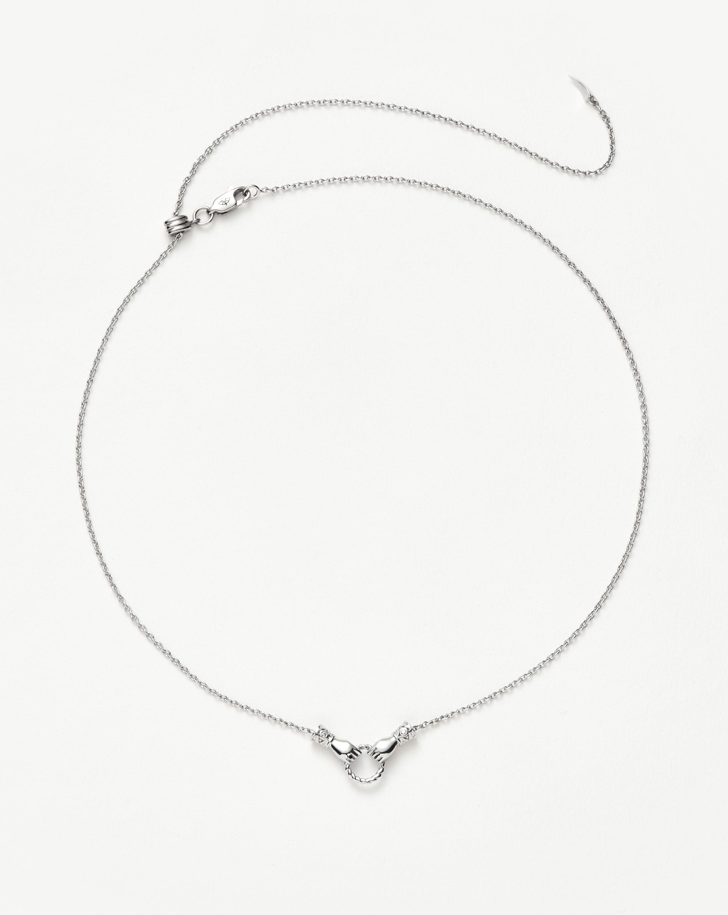 Harris Reed In Good Hands Mini Pendant Slider Necklace - Silver Plated Cubic Zirconia & Black Onyx Jewelry for Women | Perfect for Date Night, Party & Everyday Wear