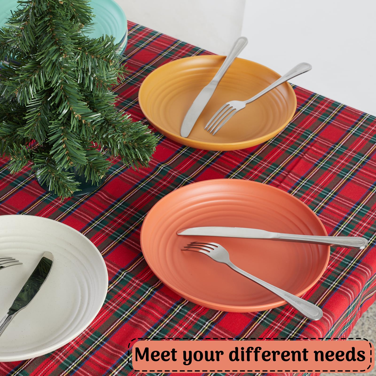Eco-Friendly Wheat Straw Dinner Plates Set of 12/8 - Unbreakable, Microwave & Dishwasher Safe Plastic Plates - Lightweight Reusable Plates for Kitchen, Camping, Picnics & Daily Use (Dopamine Design, 9 Inch)
