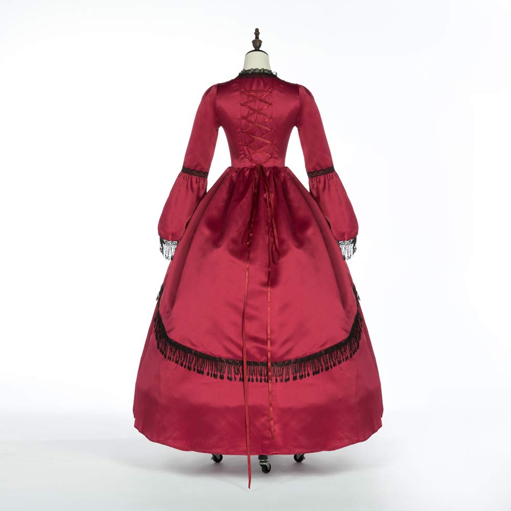 Victorian Rococo Dress for Women - Elegant Maiden Costume & Masquerade Ball Gown (Size S, Burgundy) | Perfect for Renaissance Fairs, Cosplay, Themed Parties & Historical Reenactments