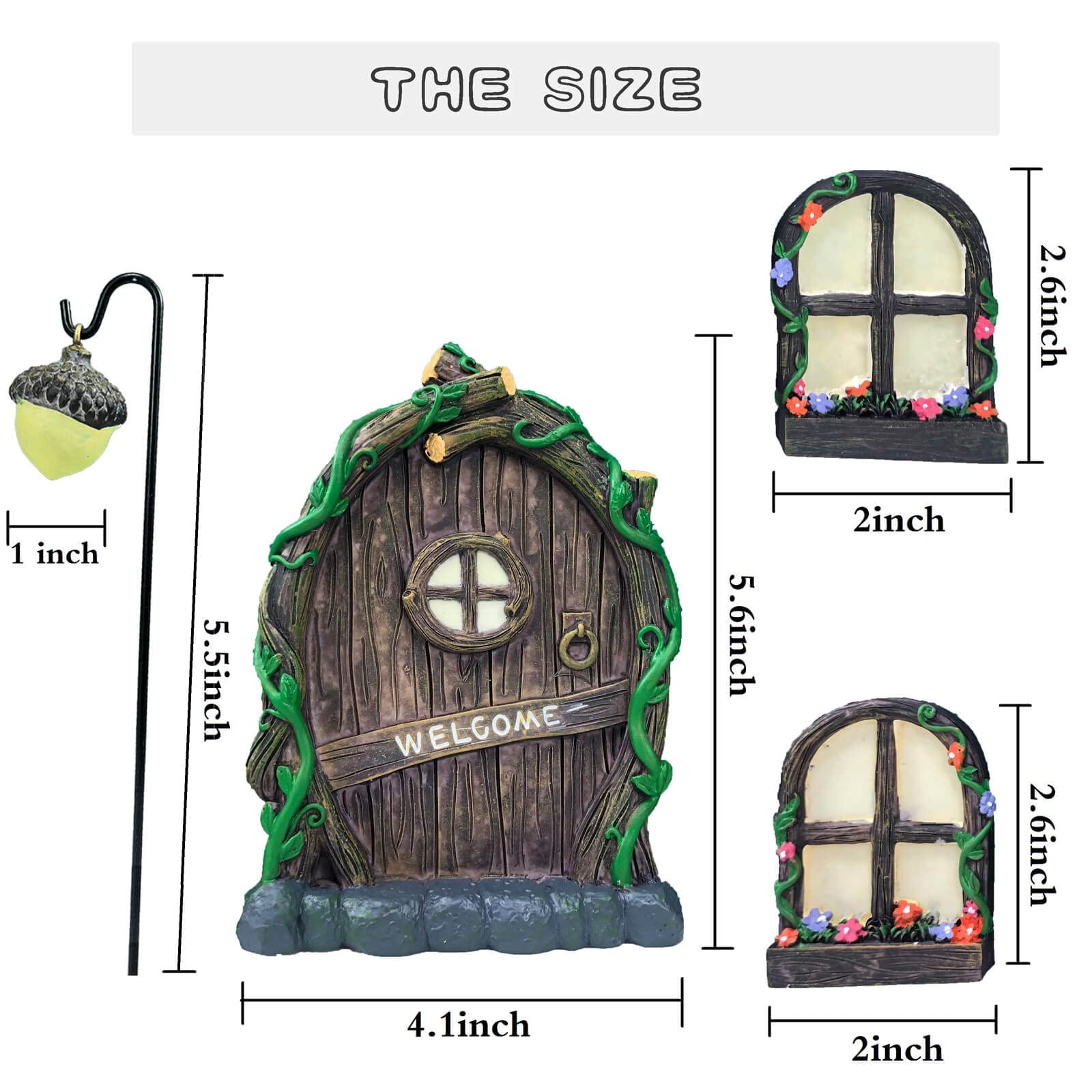 Glow in The Dark Fairy Garden Gnome Decorations for Door, Windows & Yard - Outdoor Fairy House Accessories for Magical Nighttime Garden Display