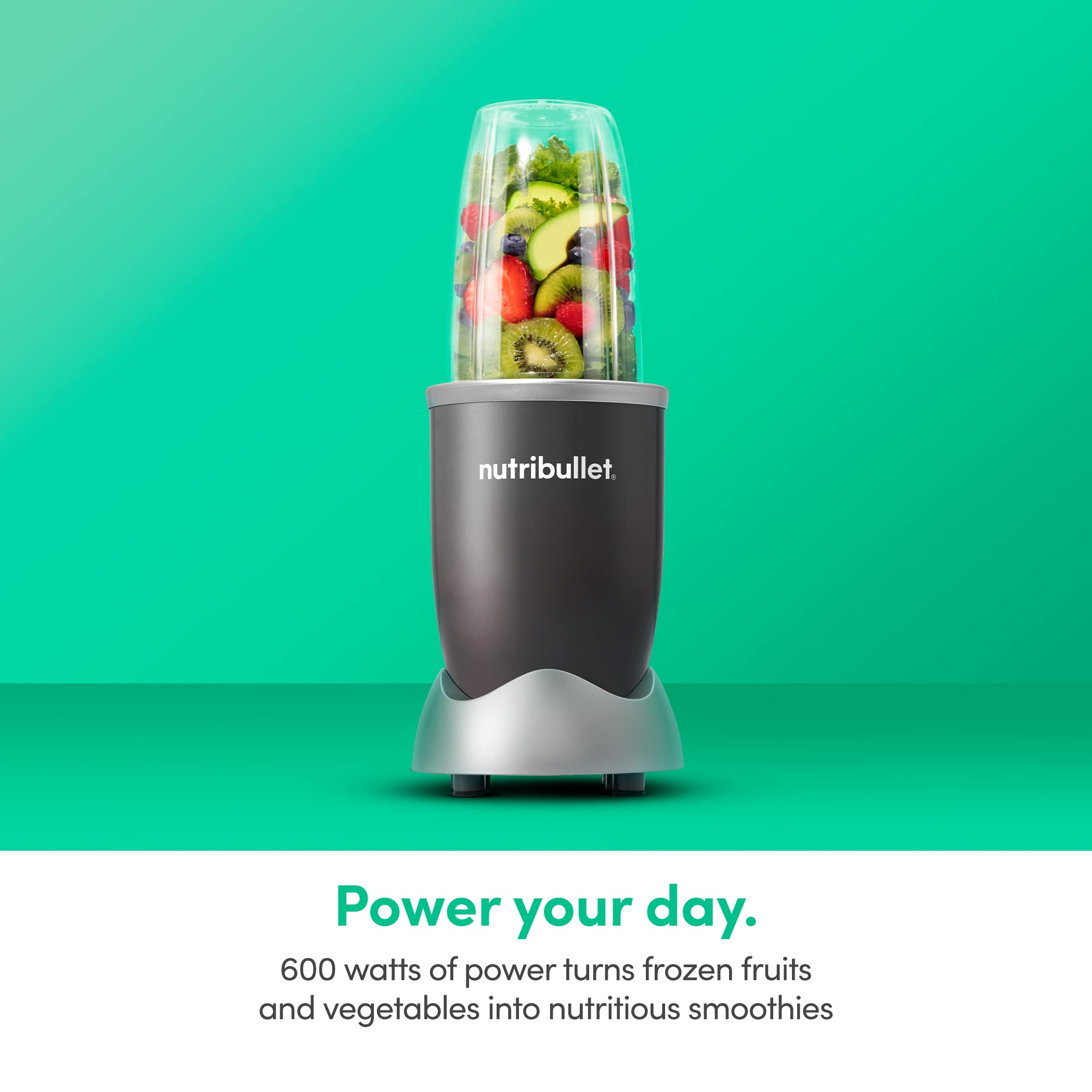 Nutribullet Slow Juicer & Blender Combo - 600W Masticating Juicer Machine with 24oz Container for Cold Press Juicing, Smoothies, Shakes & Food Prep - Charcoal Black & Gray (Model NBJ50300) - Perfect for Healthy Drinks, Baby Food & Meal Prep at Home
