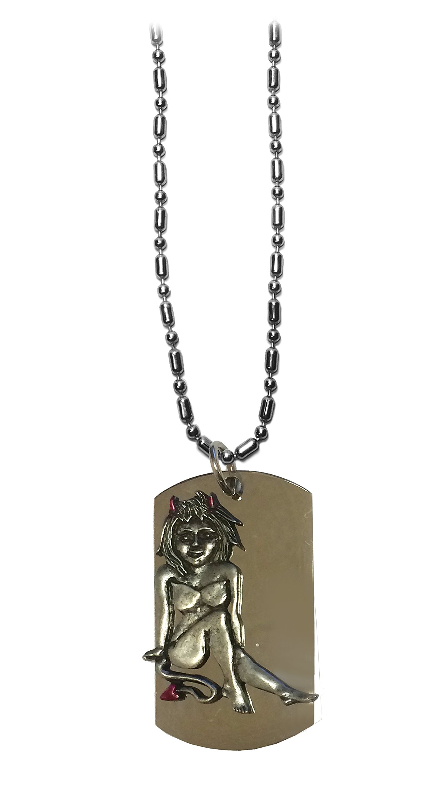 Shark Devil Girl Pewter Emblem Hat - Military Style Dog Tag, Luggage Tag & Keychain Accessories for Men & Women | Perfect for Outdoor Adventures, Travel & Fashion Statement