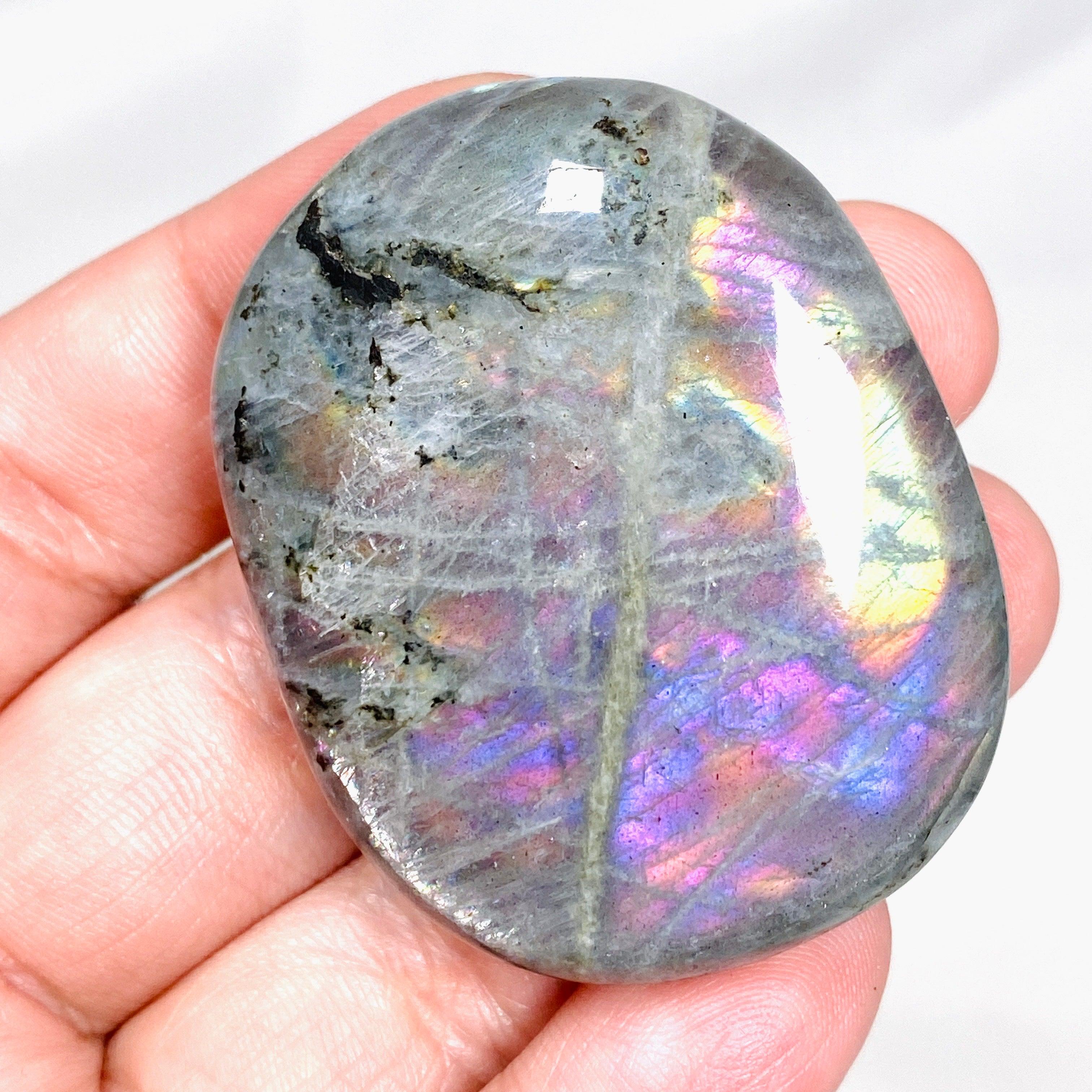 Natural Purple Labradorite Palm Stone - High Grade Healing Crystal for Meditation, Stress Relief & Energy Balancing - Perfect for Reiki, Yoga & Spiritual Practices