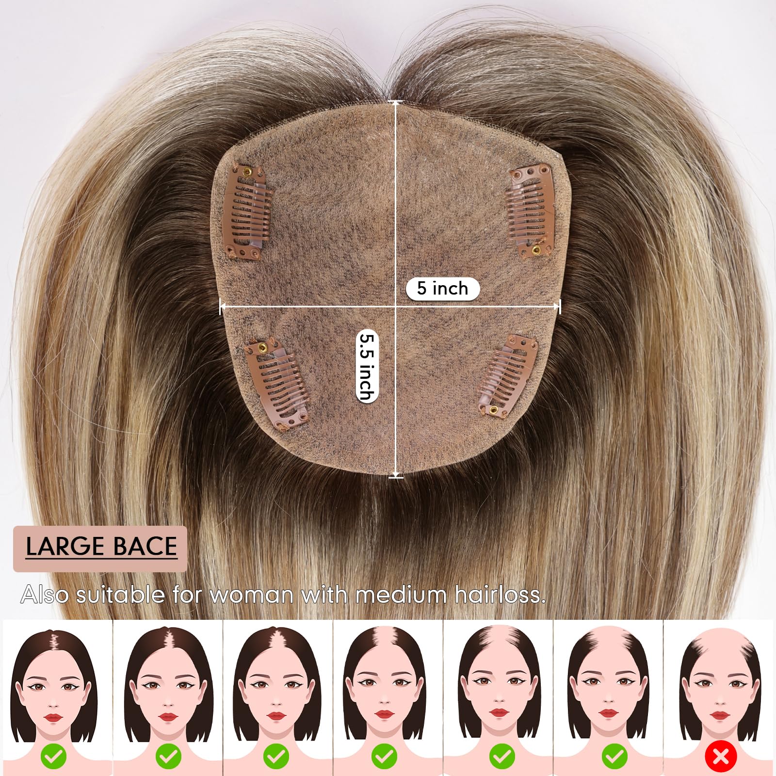 Starluck Women's Real Human Hair Toppers - 5