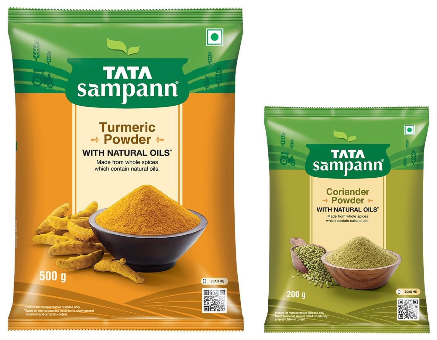 Organic Tata Sampann Turmeric Powder with Natural Oils (500g) & Coriander Powder (200g) - Premium Indian Spices for Cooking, Curry, Masala & Healthy Recipes