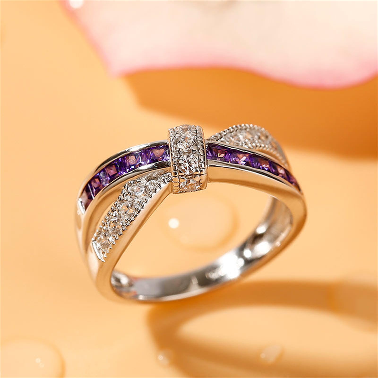 Jeulia Sterling Silver Crossover Women's Band Ring - Elegant Promise & Engagement Ring for Her with Gift Jewelry Box - Perfect for Anniversaries, Weddings & Romantic Gifts