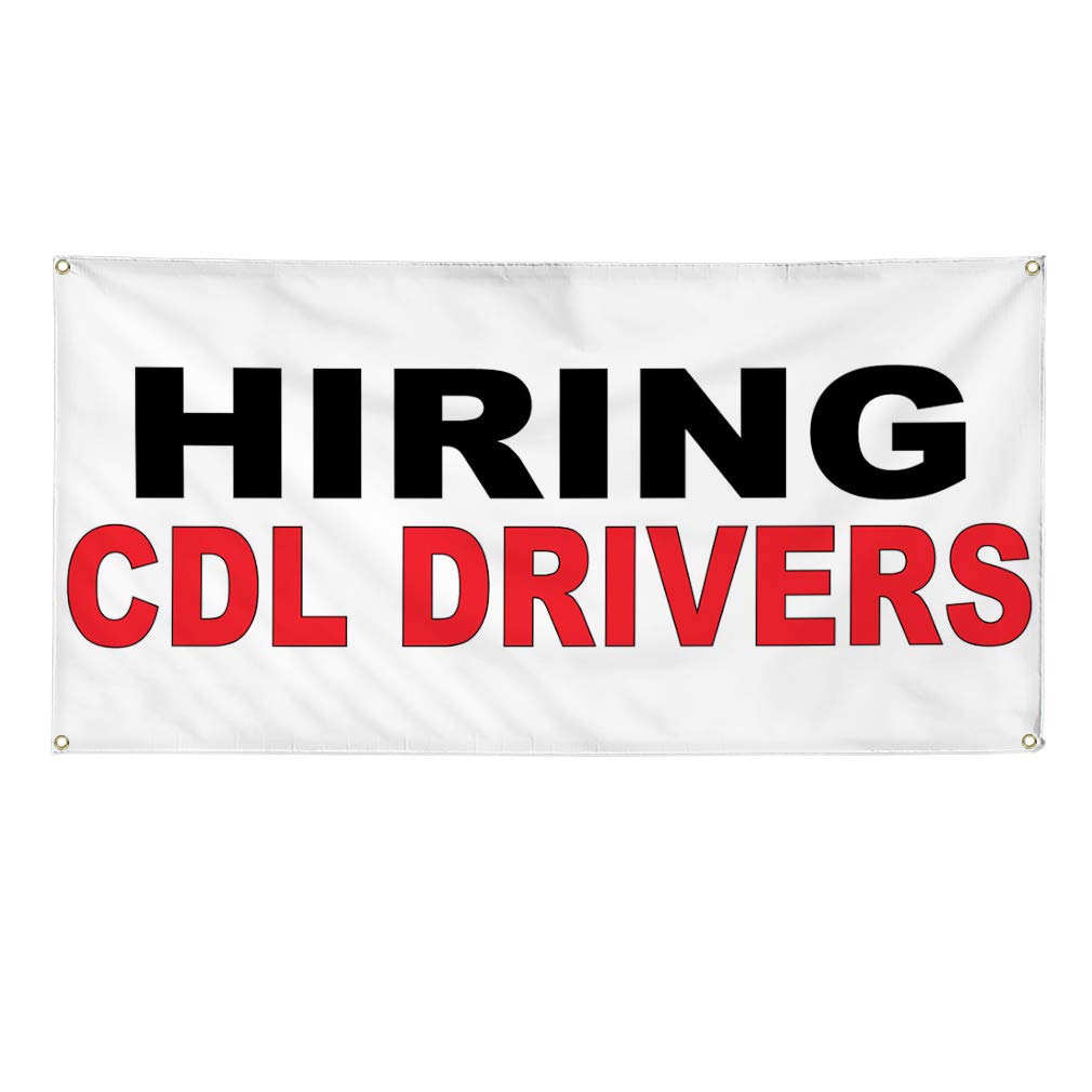 Vinyl Banner - Heavy Duty Weatherproof Outdoor Sign for Hiring CDL Drivers (60x144 Inches, Black & Red) - 10 Grommets for Easy Installation - Perfect for Business, Industrial Yard, Construction Sites & Event Advertising