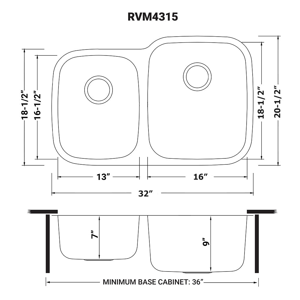 32 Inch Undermount Double Bowl 16 Gauge Stainless Steel Kitchen Sink - Durable & Stylish for Modern Kitchens, Perfect for Cooking & Cleaning