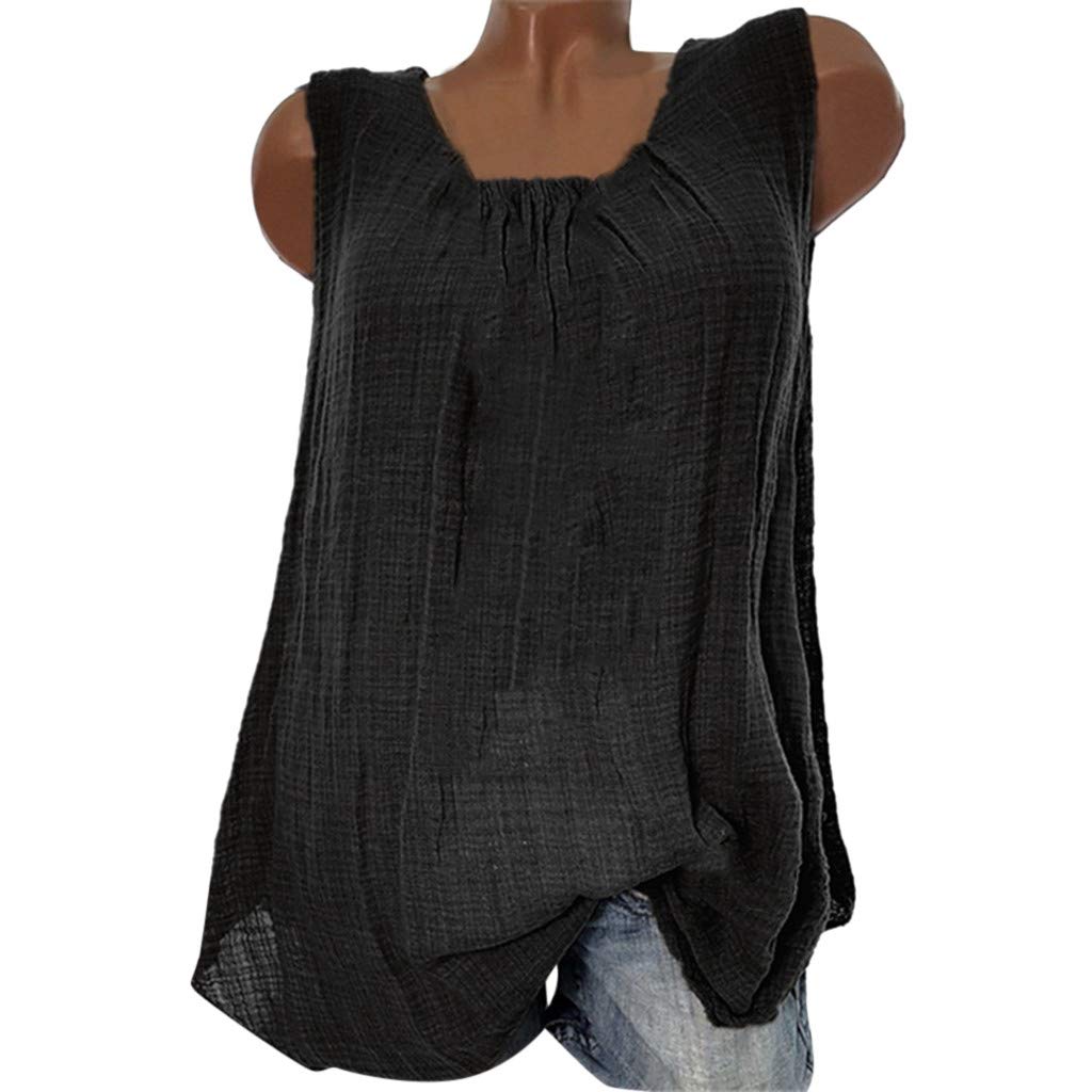 Women's Cotton Linen Sleeveless Blouse - Plus Size Summer Tops for Holiday & Photoshoot